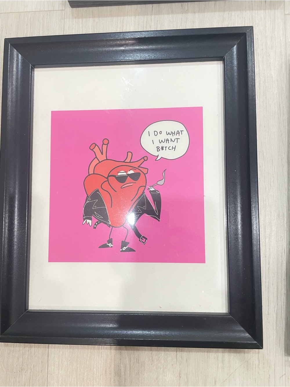 Pink Heart Graphic Art Print - Bold Pop Illustration